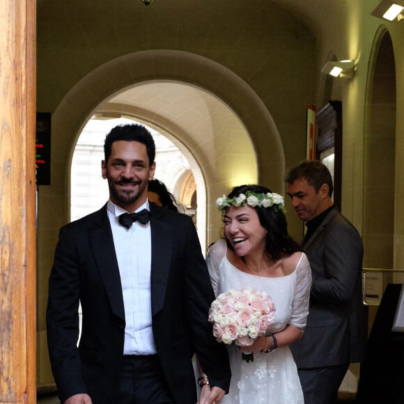 Exclusif - Mariage de Sandra Zeitoun de Matteis et Tomer Sisley à la Mairie du 8ème arrondissement de Paris, en présence de leurs enfants respectifs, Levin, Liv et Dino, de leurs familles et de leurs amis. Le 25 novembre 2017