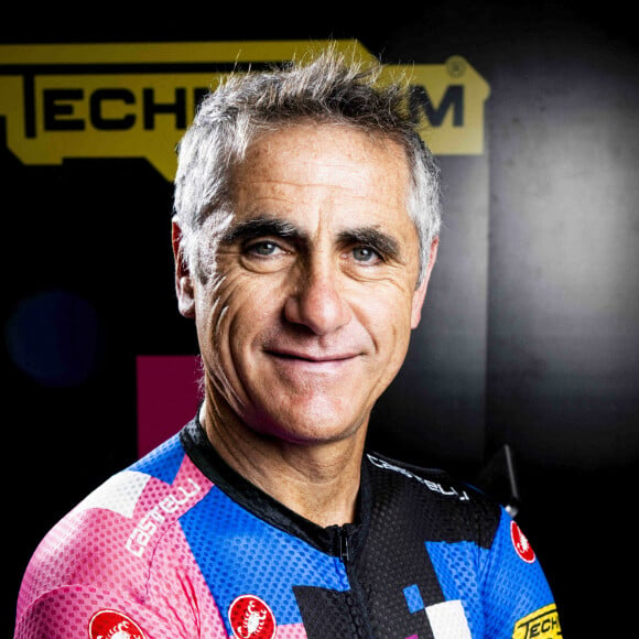 Présentation du vélo d'appartement Technogym Ride par Laurent Jalabert à Paris le 17 mai 2022.