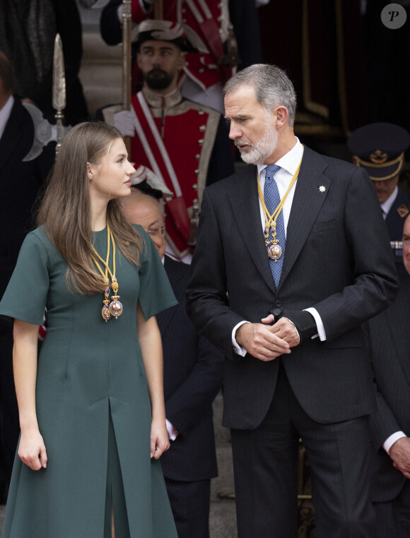 Le roi Felipe VI et la princesse Leonor - Séance solennelle d'ouverture des Cortes Generales à Madrid le 29 novembre 2023