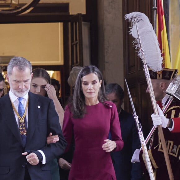 Felipe et Letizia d'Espagne - Séance solennelle d'ouverture des Cortes Generales à Madrid le 29 novembre 2023 © Mike Chicorro/ZUMA Press Wire