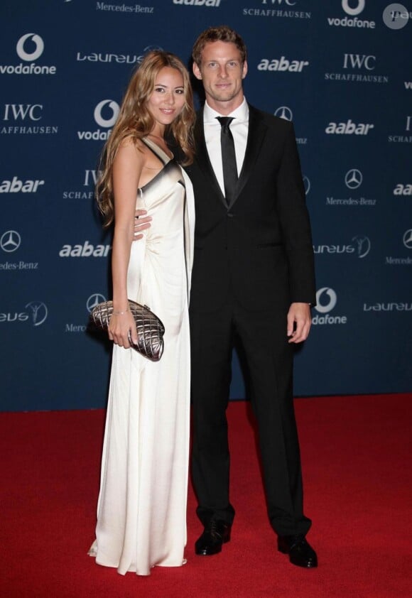 Jenson Button et sa compagne Jessica Michibata à la cérémonie des Laureus World Action Sportsperson of The Year à Abou Dabi le 10 mars 2010
