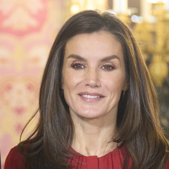 Le roi Felipe VI et la reine Letizia d'Espagne lors de la réunion du conseil d'administration de la Fondation Princesse de Gérone, au Palais Royal à Madrid, le 13 décembre 2023.