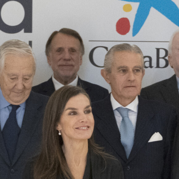La reine Letizia d'Espagne, en tant que présidente d'honneur de FAD Youth, préside la réunion de son conseil d'administration à Madrid, le 12 décembre 2023. 