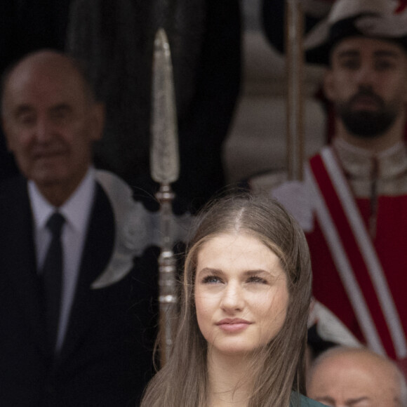 Le roi Felipe VI et la reine Letizia d'Espagne, la princesse Leonor assistent à la séance solennelle d'ouverture des Cortes Generales à Madrid 