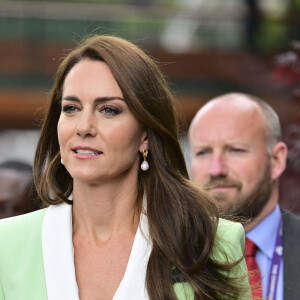 Catherine (Kate) Middleton, princesse de Galles dans les tribunes lors du tournoi de Wimbledon 2023 au All England Lawn Tennis and Croquet Club de Londres, Royaume Uni, le 4 juillet 2023. 