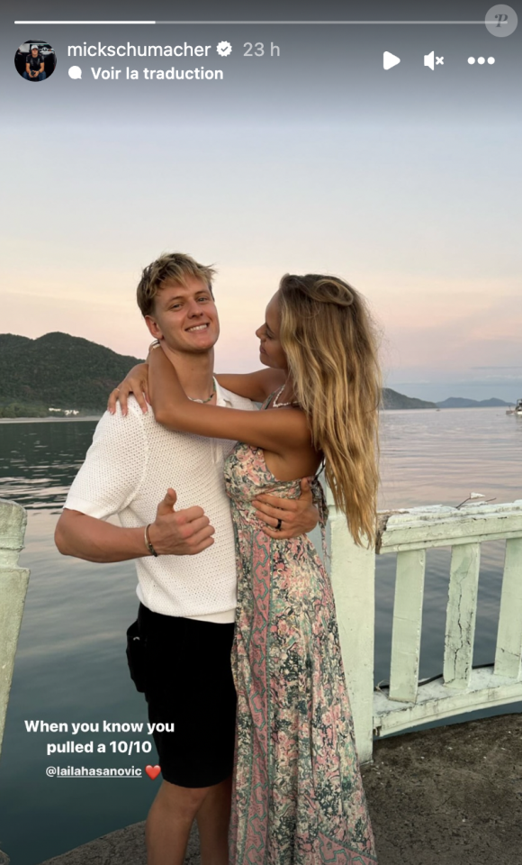 Sur Instagram, Mick Schumacher a publié une photo de ses vacances avec Laila Hasanovic
 