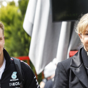 Mick Schumacher et sa mère Corinna Betsch - Personnalités lors des séances de qualifications du Grand Prix de Formule 1 à Baku en Azerbaïdjan. Le 28 avril 2023 © DPPI / Panoramic / Bestimage