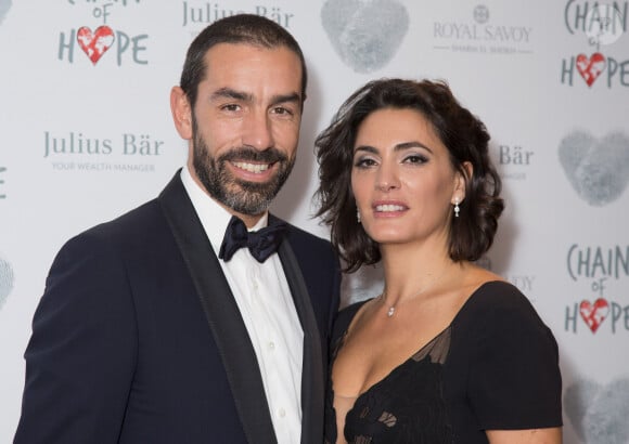Robert Pirès et sa femme Jessica Lemarie à la soirée de Chain of Hope à l’hôtel Grosvenor House à Londres, le 18 novembre 2016