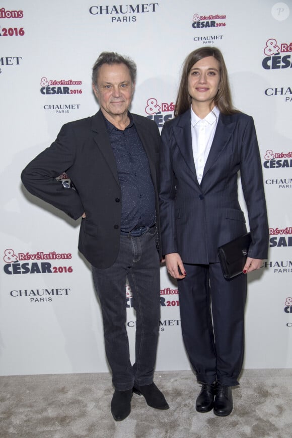 Philippe Caubère et Georgia Scalliet - Soirée des Révélations César 2016 dans les salons de la maison Chaumet place Vendôme à Paris, le 11 janvier 2016.