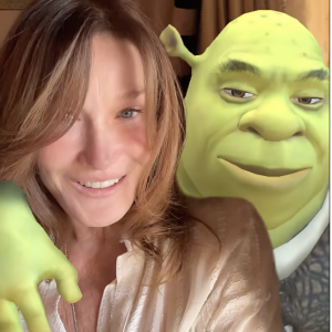 "Ensuite, très très vite le tabac. Et ensuite l'alcool. J'ai assez peu abordé la drogue, parce qu'en fait, moi, je n'aime pas tellement me mettre sens dessus dessous."
Carla Bruni et Shrek sur Instagram. Le 23 décembre 2023.