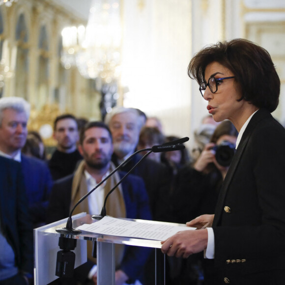 Rachida Dati et Abdul Malak - Passation de pouvoir au ministère de la Culture - Rachida Dati remplace Rima Abdul Malak, le 12 janvier 2024. © Michael Baucher / Panoramic / Bestimage