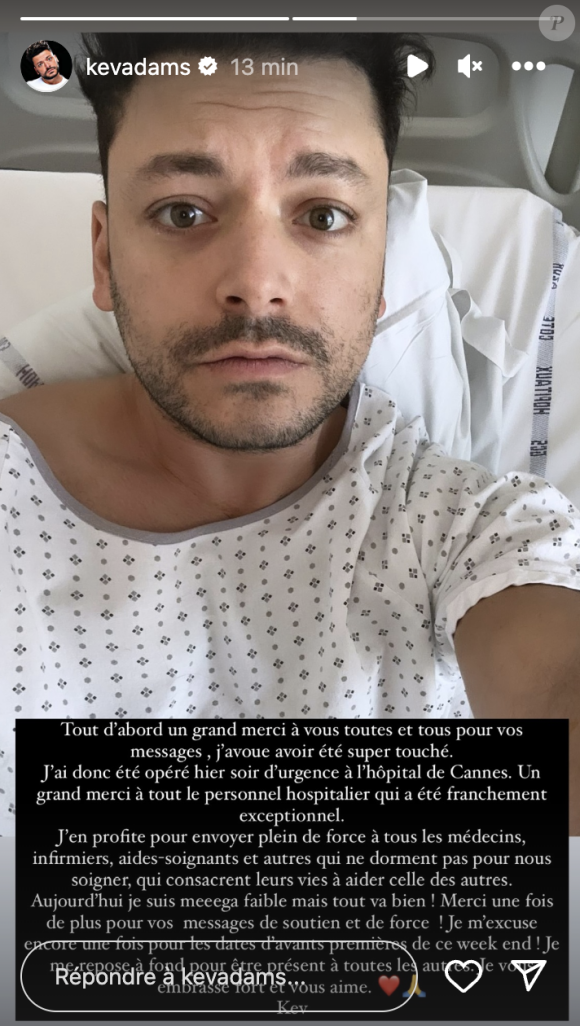 Alors qu'il a été hospitalisé en urgence à Cannes dimanche.
Kev Adams révèle avoir été hospitalisé d'urgence à Cannes. Instagram