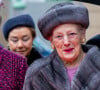 La reine mère Margrethe ne pouvait que remarquer l'absence de la famille de son autre fils et donc de son épouse Marie Cavallier
La reine Margrethe II - La famille royale de Danemark à son arrivée au parlement danois à Copenhague. Le 15 janvier 2024