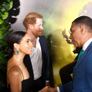 Meghan Markle et le prince Harry avec Andrew Holness, Juliet Holness - Avant-première du film "One Love" sur Bob Marley en Jamaïque le 23 janvier 2024