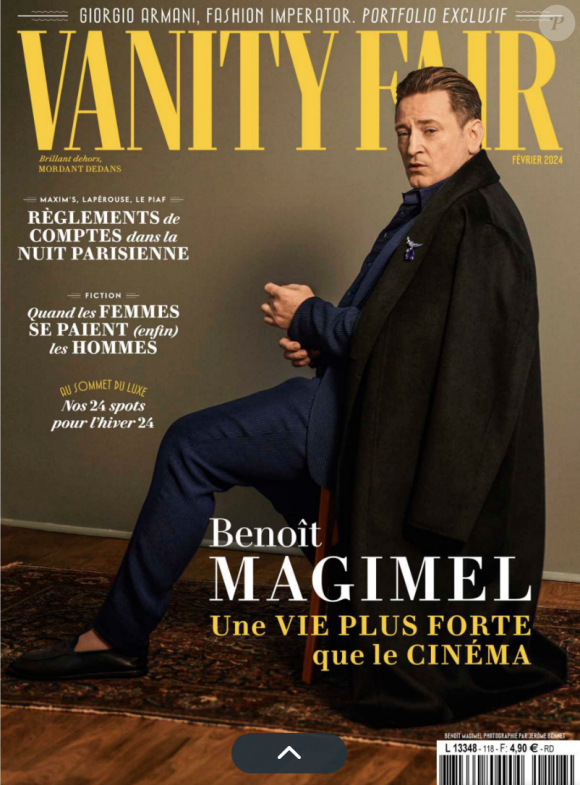 Retrouvez l'interview intégrale de Benoît Magimel dans le magazine Vanity Fair, n° 118, du 24 janvier 2024.