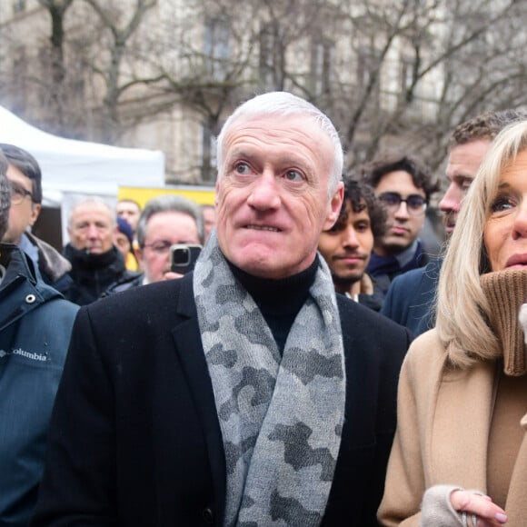 Brigitte Macron et Didier Deschamps lors du lancement de l'opération Pièces Jaunes, en faveur des enfants et adolescents hospitalisés, à Lyon. Le 10 janvier 2024 © Romain Doucelin / Bestimag