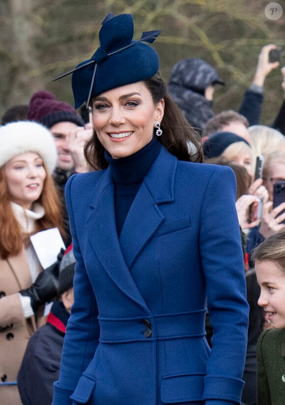 Catherine (Kate) Middleton, princesse de Galles - Les membres de la famille royale britannique lors de la messe du matin de Noël en l'église St-Mary Magdalene à Sandringham, le 25 décembre 2023