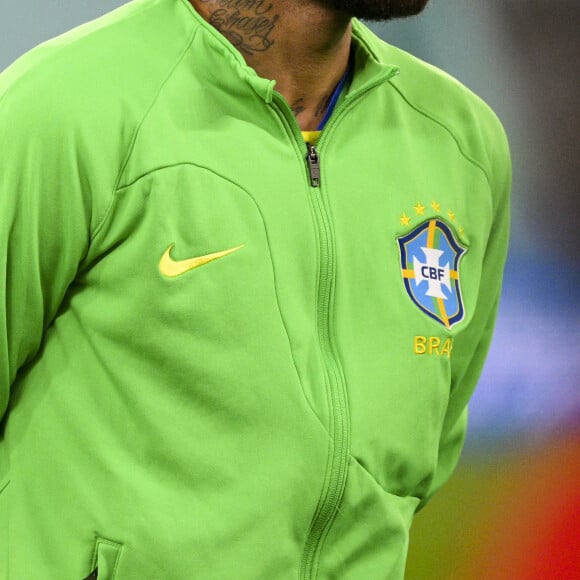 Neymar pendant les hymnes - Match "Brésil - Corée (4-1)" lors de la Coupe du Monde 2022 au Qatar, le 5 décembre 2022.