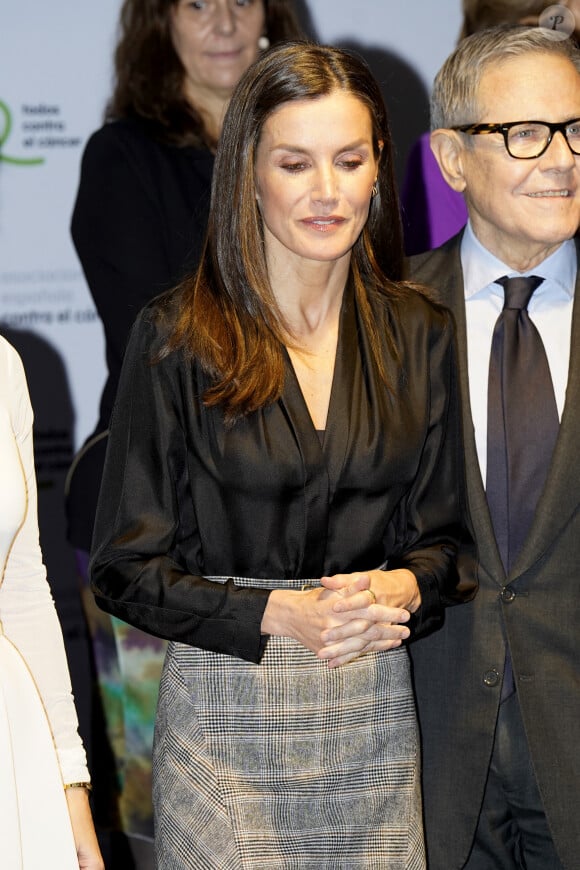 La reine Letizia d'Espagne lors d'un événement institutionnel pour la Journée Internationale contre le cancer à Madrid. Le 1er février 2024 
