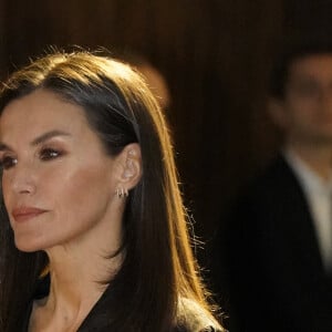 La reine Letizia d'Espagne lors d'un événement institutionnel pour la Journée Internationale contre le cancer à Madrid. Le 1er février 2024 