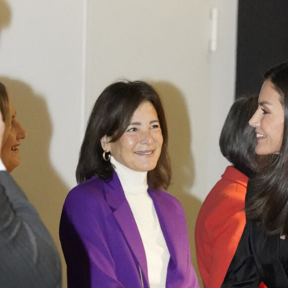 La reine Letizia d'Espagne lors d'un événement institutionnel pour la Journée Internationale contre le cancer à Madrid. Le 1er février 2024 