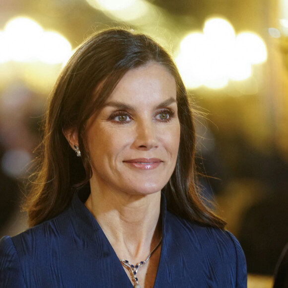 La reine Letizia d'Espagne lors de la réception annuelle avec les ambassadeurs au palais royal à Madrid. Le 31 janvier 2024 