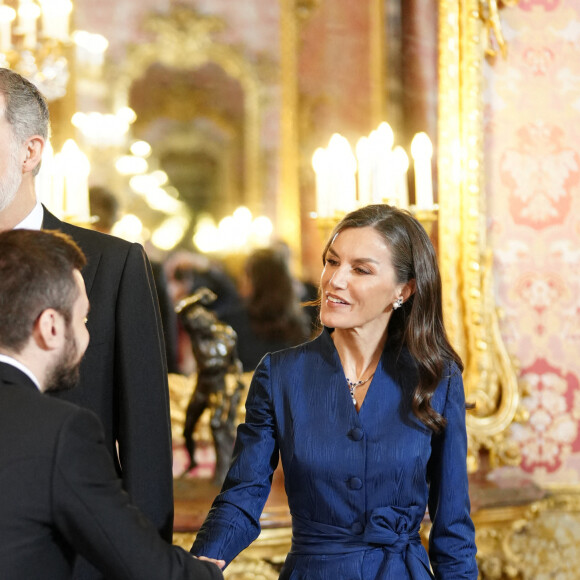 Le roi Felipe VI et la reine Letizia d’Espagne organisent la réception annuelle du corps diplomatique accrédité en Espagne au palais royal à Madrid, le 31 janvier 2024.  King Felipe VI and Queen Letizia host the annual Foreign Ambassadors reception at the Royals Palace. Madrid - January 31, 2024 