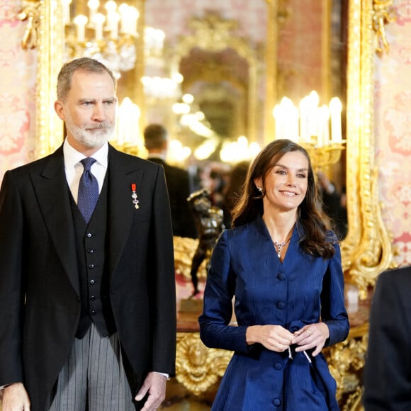 Le roi Felipe VI et la reine Letizia d’Espagne organisent la réception annuelle du corps diplomatique accrédité en Espagne au palais royal à Madrid, le 31 janvier 2024.  King Felipe VI and Queen Letizia host the annual Foreign Ambassadors reception at the Royals Palace. Madrid - January 31, 2024 