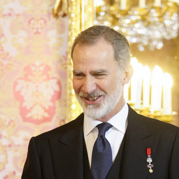 Le roi Felipe VI et la reine Letizia d’Espagne organisent la réception annuelle du corps diplomatique accrédité en Espagne au palais royal à Madrid, le 31 janvier 2024.  King Felipe VI and Queen Letizia host the annual Foreign Ambassadors reception at the Royals Palace. Madrid - January 31, 2024 