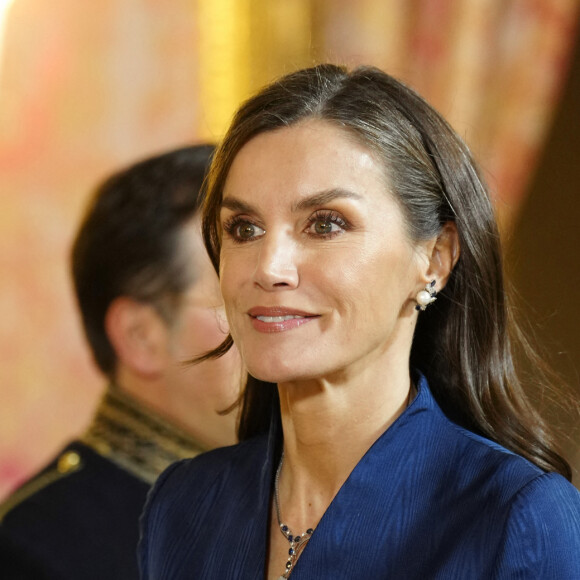 Le roi Felipe VI et la reine Letizia d’Espagne organisent la réception annuelle du corps diplomatique accrédité en Espagne au palais royal à Madrid, le 31 janvier 2024.  King Felipe VI and Queen Letizia host the annual Foreign Ambassadors reception at the Royals Palace. Madrid - January 31, 2024 