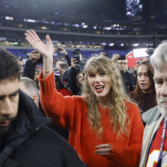 Taylor Swift après la défaite des Chiefs de Kansas City, équipe de Travis Kelce, face aux Baltimore Ravens pour la compétition AFC Championship au M&T Bank Stadium à Baltimore le 28 janvier 2024. Credit Image: © Mike Buscher/Cal Sport Media/CSM via ZUMA Press Wire