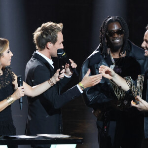 Léa Salamé, Cyril Féraud, Gazo et Vianney - 39ème cérémonie des Victoires de la musique à la Seine musicale de Boulogne-Billancourt, France, le 9 février 2024. © Coadic Guirec/Bestimage 