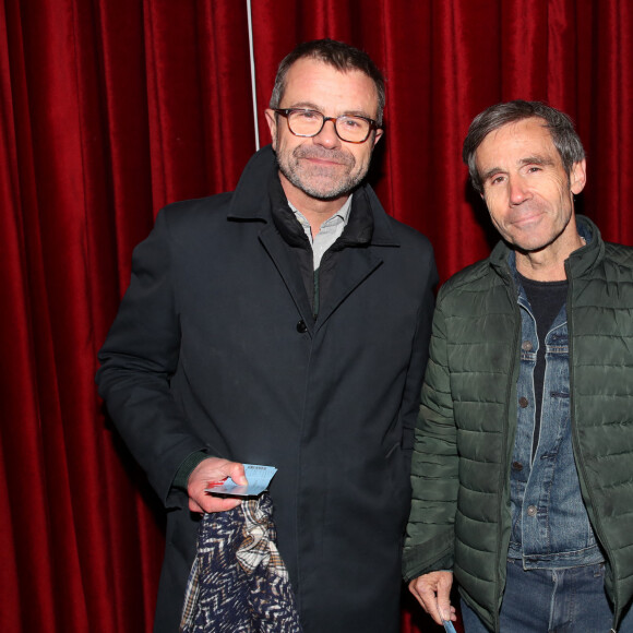 Exclusif - Thierry Thuillier et David Pujadas - Générale de la Pièce de Théâtre "Un président ne devrait pas dire ça..." à Bobino dans le cadre de la 5ème édition des  Paroles Citoyennes  à Paris le 28 Mars 2022. © Bertrand Rindoff/Bestimage