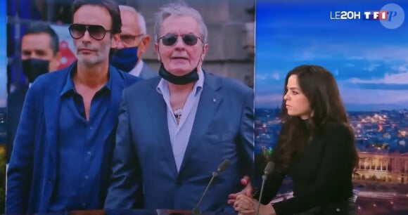 Captures d'écran d'Anouchka Delon qui a pris la parole sur le plateau du JT de Audrey Crespo-Mara sur TF1 le 7 janvier 2023.