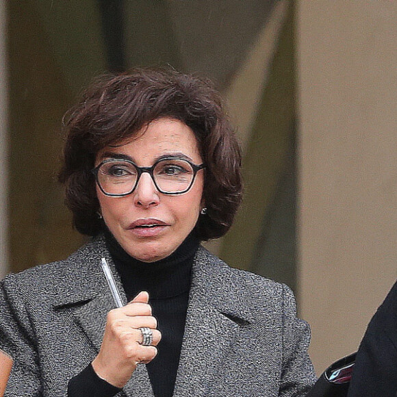 Catherine Vautrin et Rachida Dati à la sortie du conseil des ministres du palais présidentiel de l'Elysée à Paris, le 7 février 2024. © Jonathan Rebboah/Panoramic/Bestimage