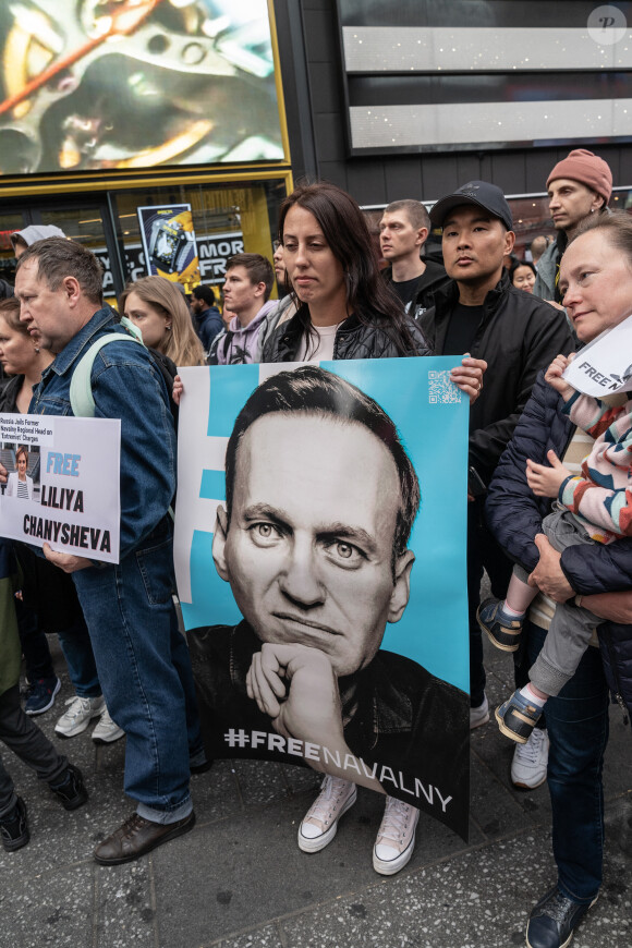 Manifestation de soutien à Alexei Navalny à New York, le 22 avril 2023.