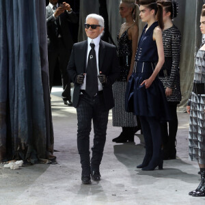 Karl Lagerfeld - Defile de mode Haute-Couture Automne-Hiver 2013/2014 "Chanel" au Grand Palais a Paris. Le 2 juillet 2013 