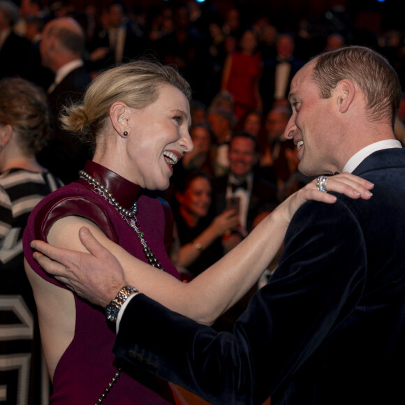 Le prince William, prince de Galles et Cate Blanchett - Photocall des "British Academy Film Awards 2024" (BAFTA) au Royal Festival Hall à Londres le 18 février 2024.