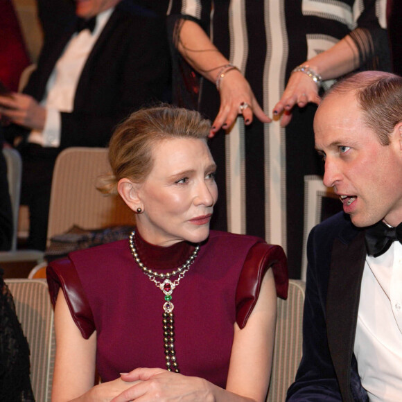 Le prince William, prince de Galles, Cate Blanchett - Photocall des "British Academy Film Awards 2024" (BAFTA) au Royal Festival Hall à Londres le 18 février 2024.