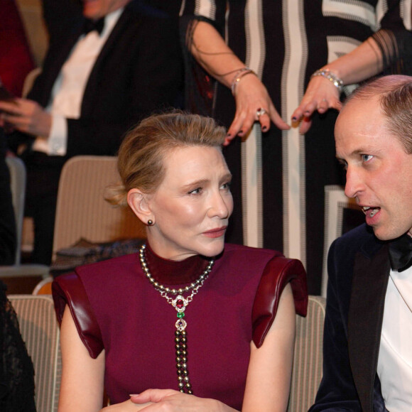 Même s'il n'avait pas vu beaucoup de films en raison des circonstances compliquées de sa femme
Le prince William, prince de Galles, Cate Blanchett - Photocall des "British Academy Film Awards 2024" (BAFTA) au Royal Festival Hall à Londres le 18 février 2024.