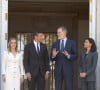 Le couple recevait le président du Paraguay.
Le roi Felipe VI et la reine Letizia d'Espagne lors de la réception avec le président du Paraguay Santiago Pena et sa femme Leticia Ocampos au palais de la Zarzuela à Madrid. Le 28 février 2024 
