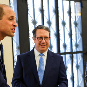 Le prince William, prince de Galles visite la synagogue Western Marble Arch et rencontre des survivants de l'Holocauste et des personnes touchées par l'antisémitisme à Londres, au Royaume-Uni, le 29 février 2024. 
