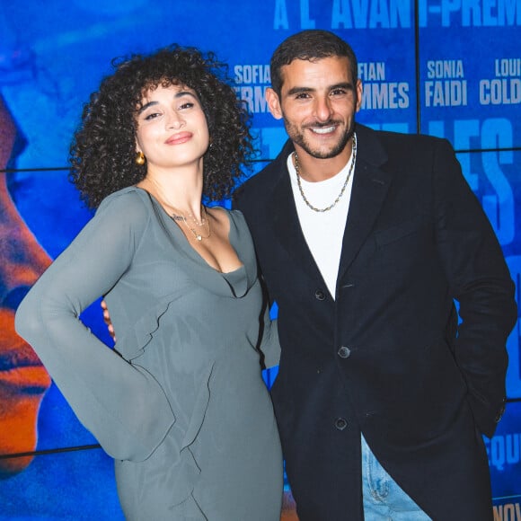 Camélia Jordana, Sofiane Zermani lors de l'avant-première du film "Avant que les flammes ne s'éteignent" au cinéma UGC Ciné Cité Les Halles à Paris le 7 novembre 2023. © Sam Delpech / Bestimage 