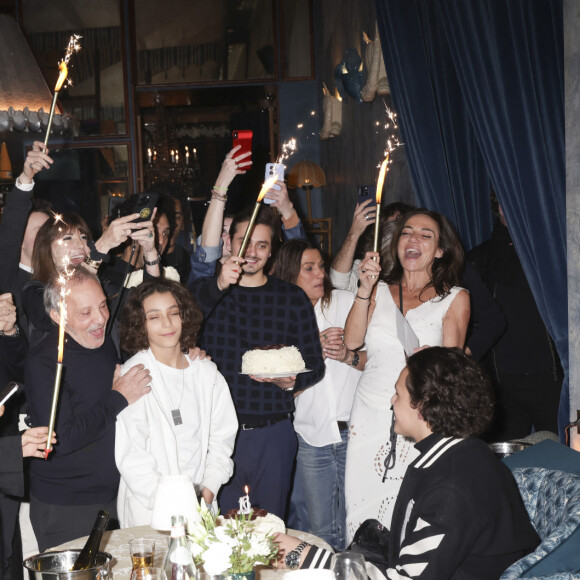 Exclusif - Gâteau d'anniversaire de Dino (fils de Sandra Sisley) lors de la 5ème édition de la soirée "Les jeudis de Sandra" au Café Lapérouse à Paris, France, le 7 mars 2024.