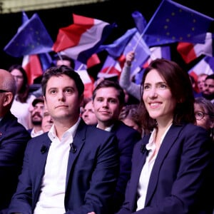 Gabriel Attal, premier ministre, Valérie Hayer, tête de liste "Besoin d'Europe" de la majorité présidentielle lors du meeting "Besoin d'Europe" au Grand Palais à Lille pour le lancement de la campagne du parti Renaissance pour les élections européennes en présence de V.Hayer © Dominique Jacovides / Bestimage 