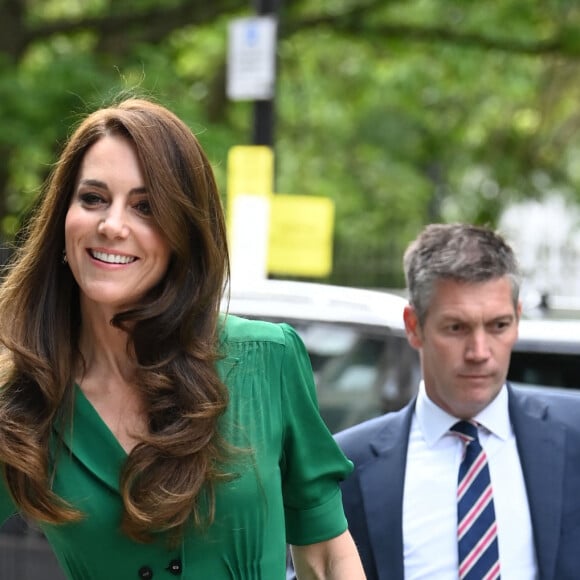 Catherine (Kate) Middleton, princesse de Galles, arrive pour une visite au Centre Anna Freud, un centre de recherche, de formation et de traitement sur la santé mentale des enfants à Londres, Royaume Uni, le 18 mai 2023. 