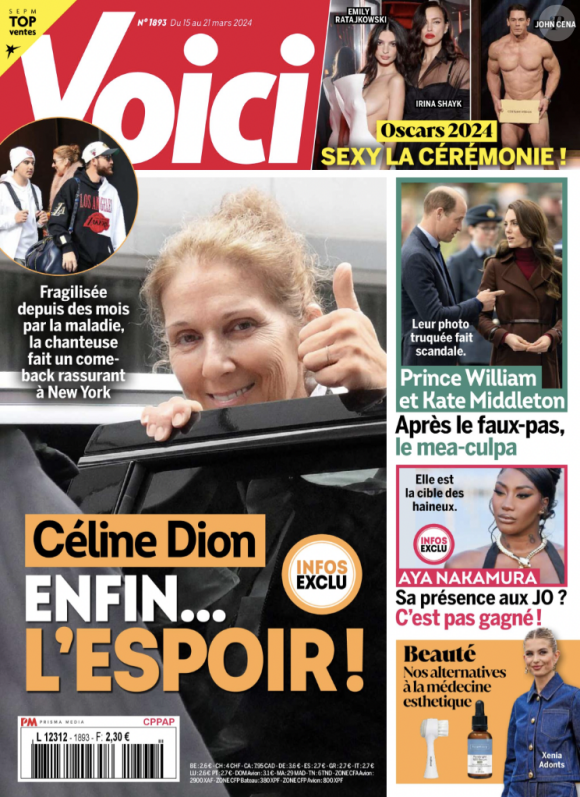 Retrouvez toutes les informations sur Céline Dion dans le magazine Voici du 15 mars 2024.