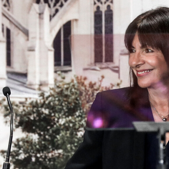 La maire de Paris, Anne Hidalgo présente ses voeux aux élus de la Ville de Paris et de la Métropole. Le 10 janvier 2024, à l'hôtel de ville, Paris, France. © Stéphane Lemouton / Bestimage