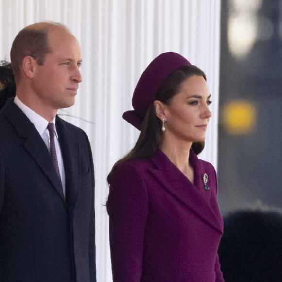 La famille royale et le gouvernement du Royaume-Uni lors de la cérémonie d'accueil du président de l'Afrique du Sud, en visite d'état à Londres, Royaume-Uni, le 22 novembre 2022.