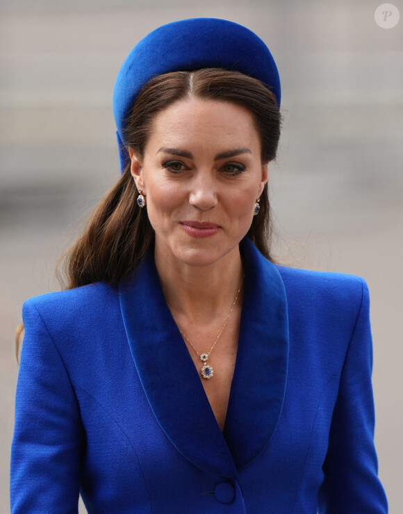 Catherine (Kate) Middleton, duchesse de Cambridge, lors du service annuel du Commonwealth à l'abbaye de Westminster à Londres, Royaume Uni, le 14 mars 2022. 